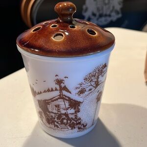 Rustic Brown and White Ceramic Art Piece flower frog possibly. See comments